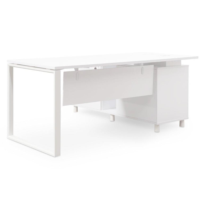 180cm Executive Office Desk Left Return | White | Myka Home - View 2