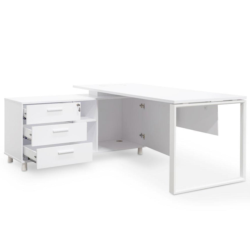 180cm Executive Office Desk Left Return | White | Myka Home - View 3