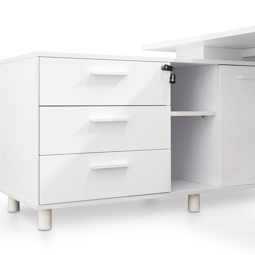 180cm Executive Office Desk Left Return | White | Myka Home - View 6