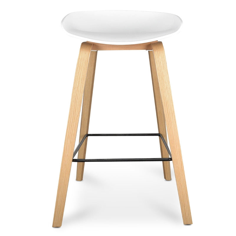 65cm Bar Stool in White And Natural - View 2