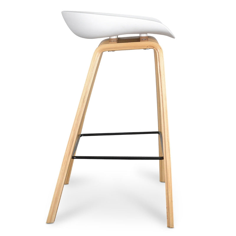 65cm Bar Stool in White And Natural - View 6