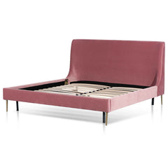 Blush Peach Queen Bed | Velvet Bed Frame | Myka Home