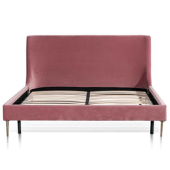 Blush Peach King Bed | Velvet Bed Frame | Myka Home
