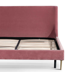 Blush Peach Queen Bed | Velvet Bed Frame | Myka Home