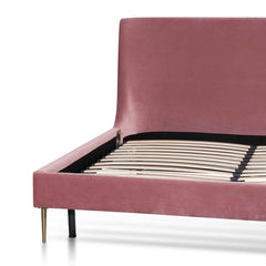 Blush Peach Queen Bed | Velvet Bed Frame | Myka Home
