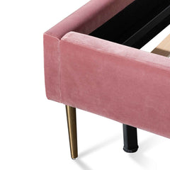 Blush Peach Queen Bed | Velvet Bed Frame | Myka Home
