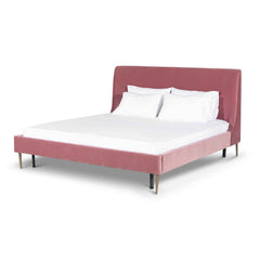 Blush Peach King Bed | Velvet Bed Frame | Myka Home