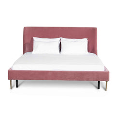 Blush Peach Queen Bed | Velvet Bed Frame | Myka Home