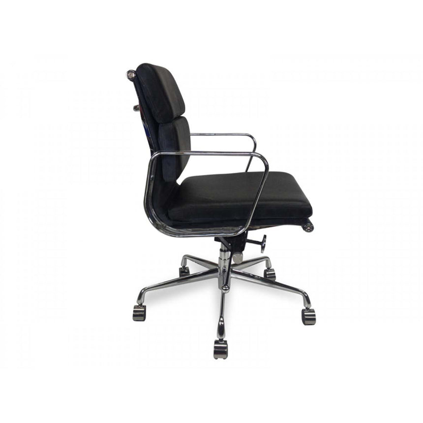 Low Back Office Chair - Black Leather - View 7