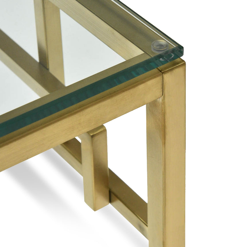 Side Table | Glass Top - Brushed Gold Base | Myka Home - View 6