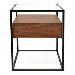 CST311WAL-IG Glass Side Table - Walnut