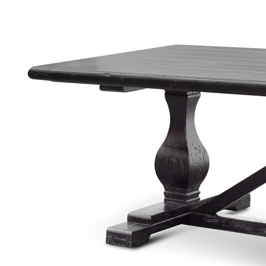 3m Reclaimed Dining Table - Black- 120cm (W) - Thick Top - View 3