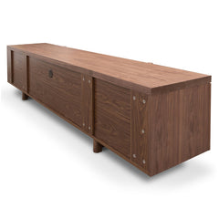 Ex Display - CTV2610-BB Lowline 2.1m Entertainment TV Unit In Walnut - Timber Legs