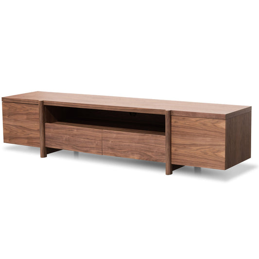 Ex Display - CTV2610-BB Lowline 2.1m Entertainment TV Unit In Walnut - Timber Legs