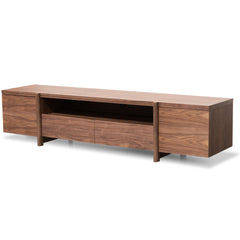 Lowline 2.1m Entertainment TV Unit In Walnut | Timber Legs | Myka Home