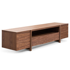 Ex Display - CTV2610-BB Lowline 2.1m Entertainment TV Unit In Walnut - Timber Legs