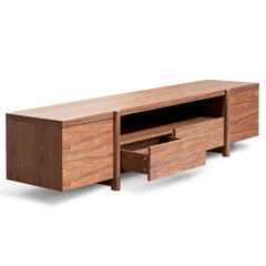 Ex Display - CTV2610-BB Lowline 2.1m Entertainment TV Unit In Walnut - Timber Legs