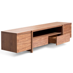 Ex Display - CTV2610-BB Lowline 2.1m Entertainment TV Unit In Walnut - Timber Legs