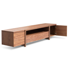 Ex Display - CTV2610-BB Lowline 2.1m Entertainment TV Unit In Walnut - Timber Legs