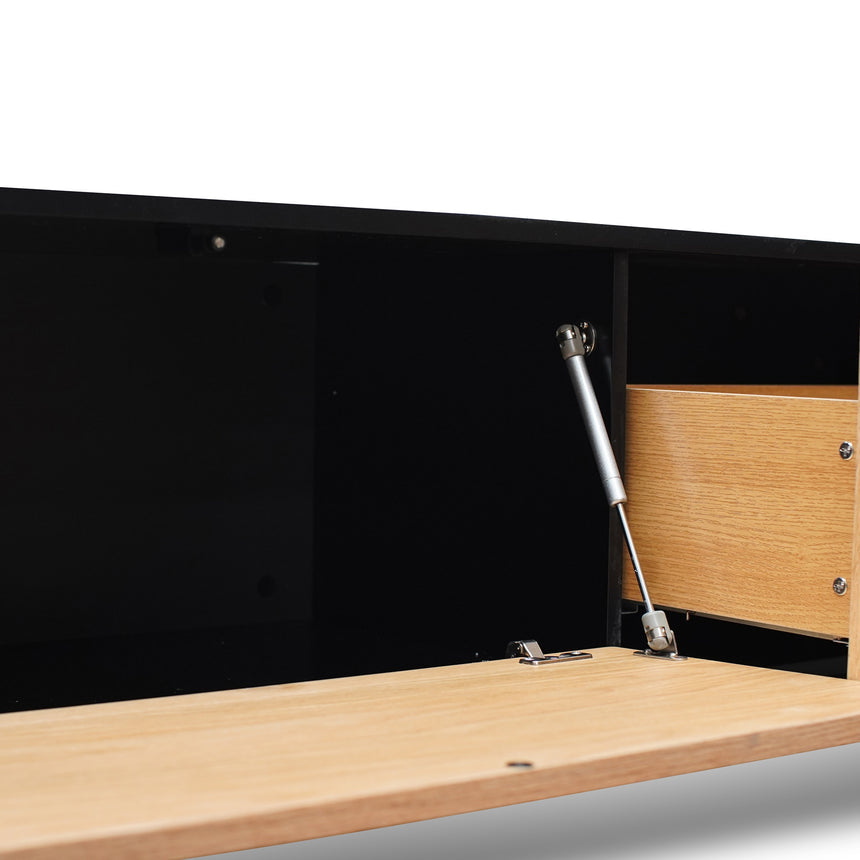 2.3m TV Unit | Black with Natural Drawers | Myka Home - View 6
