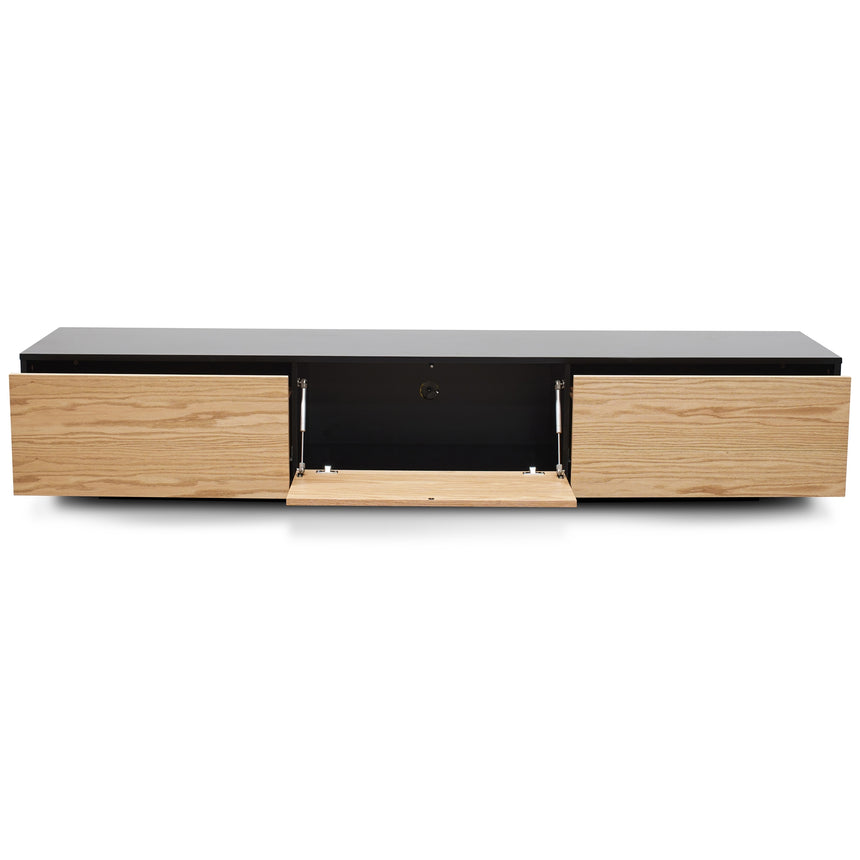 2.3m TV Unit | Black with Natural Drawers | Myka Home - View 7