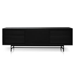 CTV6053-KD - 2.1m Wooden Entertainment TV Unit - Black with Flute Glass Door