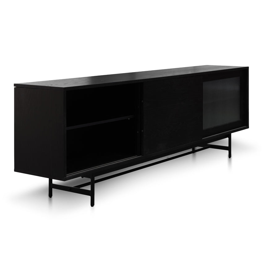 2.1m Wooden Entertainment TV Unit | Black with Flute Gla | Myka Home - View 5