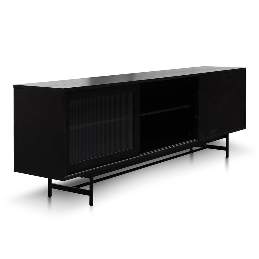 2.1m Wooden Entertainment TV Unit | Black with Flute Gla | Myka Home - View 3