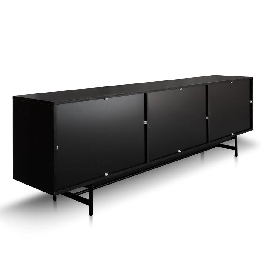 2.1m Wooden Entertainment TV Unit | Black with Flute Gla | Myka Home - View 7