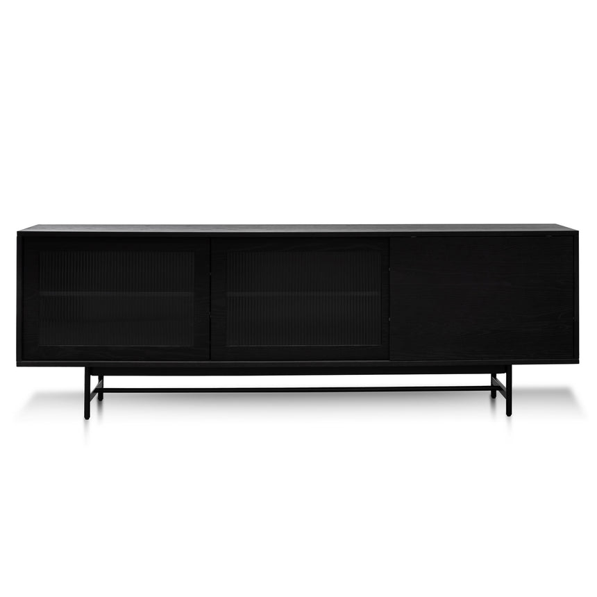 2.1m Wooden Entertainment TV Unit | Black with Flute Gla | Myka Home - View 8