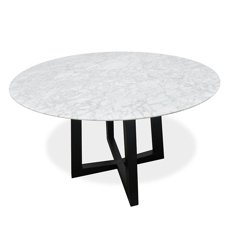 1.15m Round Marble Dining Table - Black Base - View 3