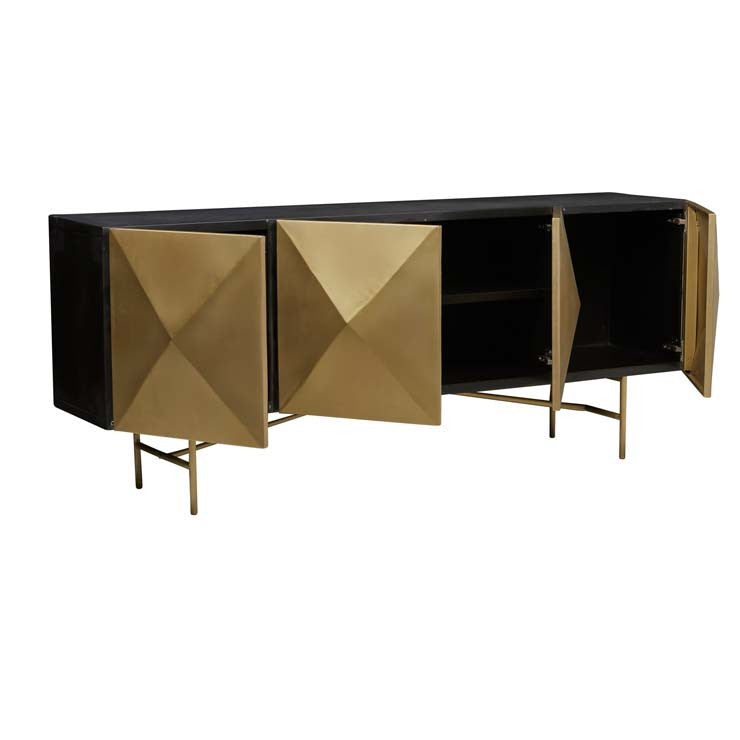Amelie Facet Buffet | Black Brass Buffet | Myka Home - View 3