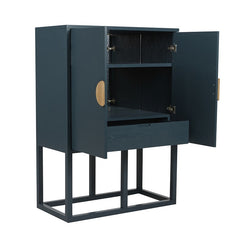 Slate Bar Cabinet | Dark Teal Ash Veneer | Myka Home