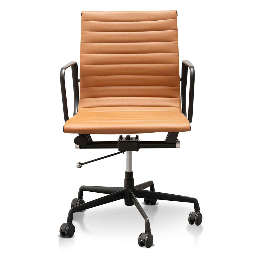 Low Back Office Chair | Saddle Tan in Black Frame | Myka Home - View 2