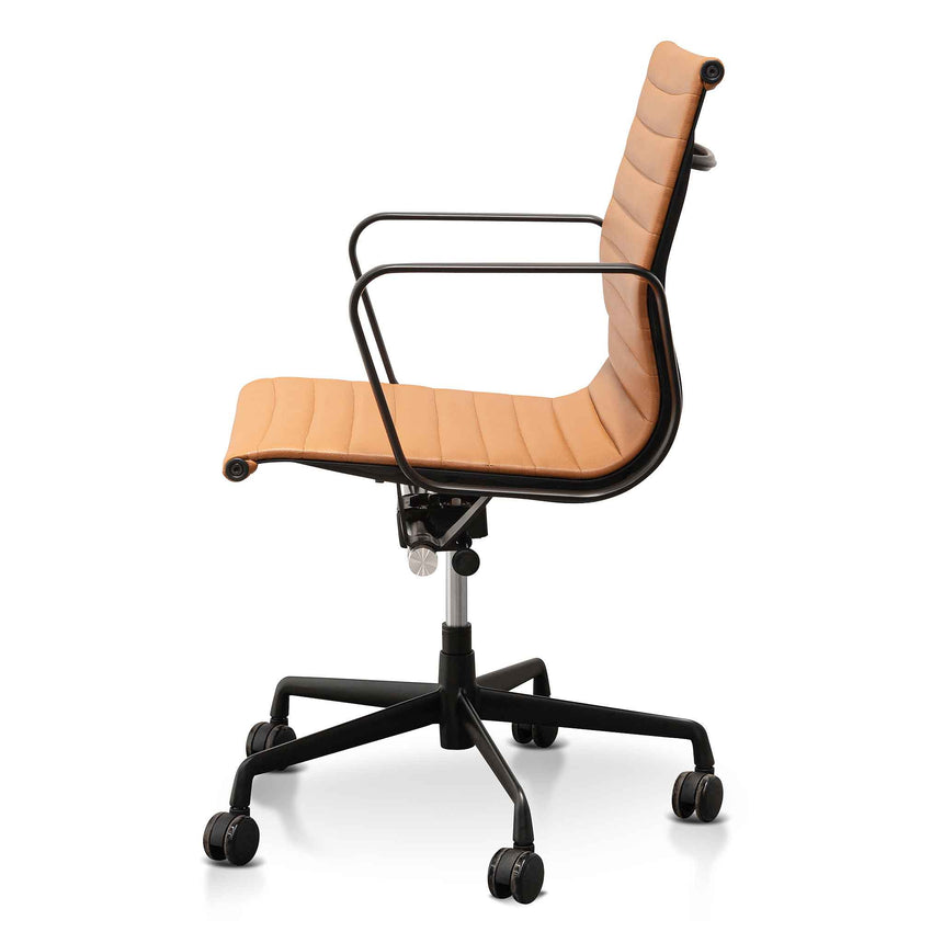 Low Back Office Chair | Saddle Tan in Black Frame | Myka Home - View 3