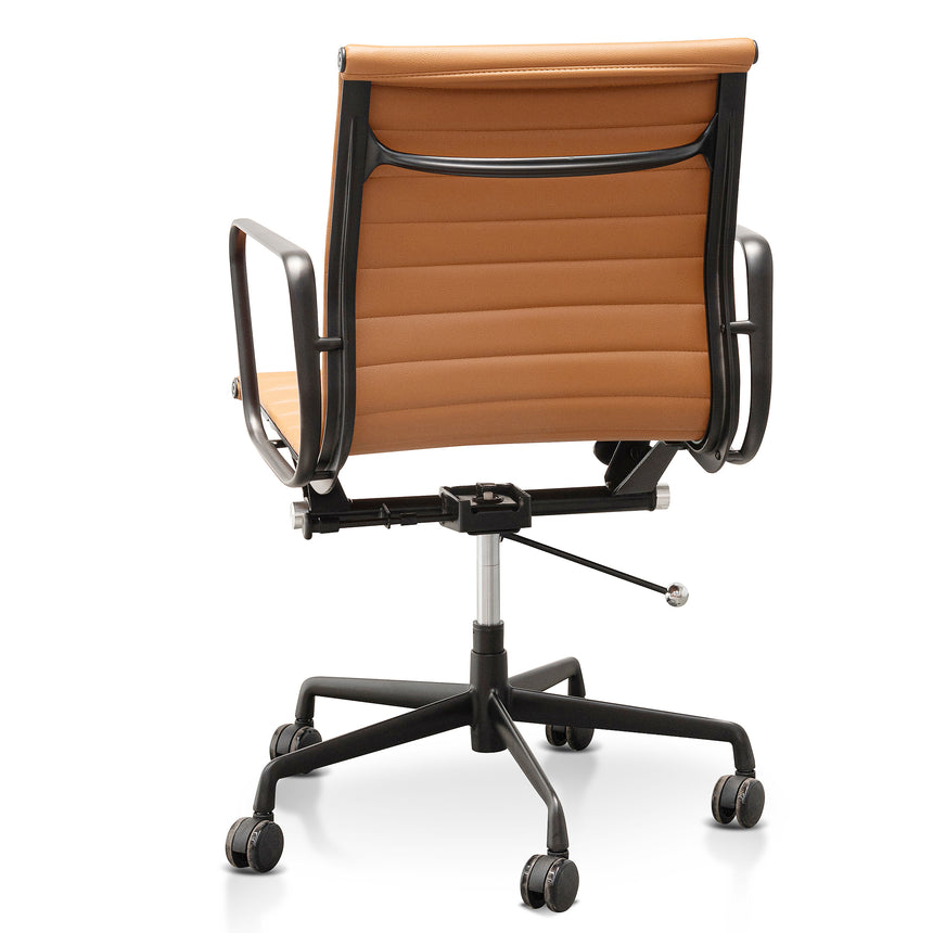 Low Back Office Chair | Saddle Tan in Black Frame | Myka Home - View 4