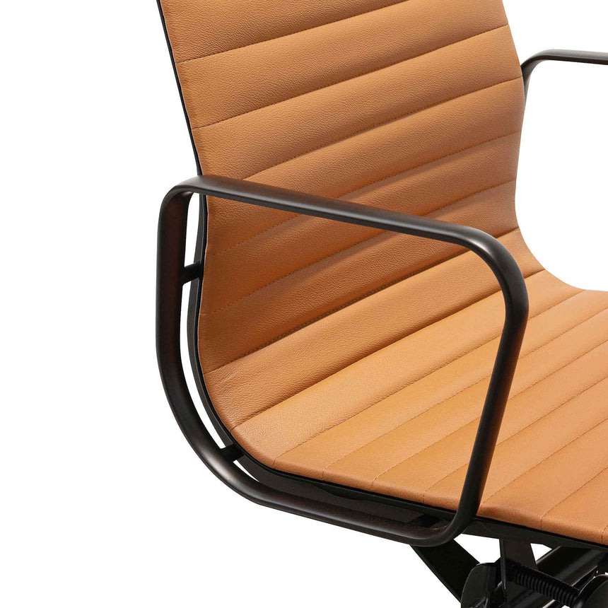 Low Back Office Chair | Saddle Tan in Black Frame | Myka Home - View 9