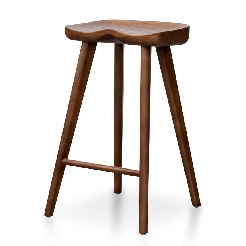 65cm Wooden Bar stool - Walnut (Set of 2) - View 2