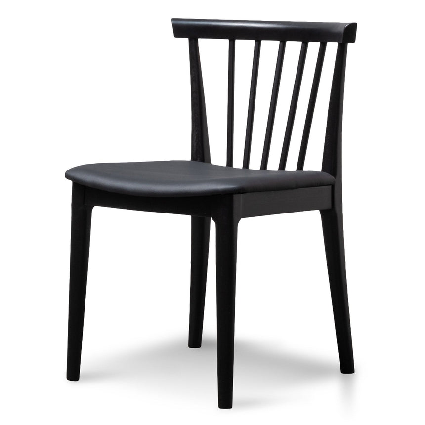Dining chair - Solid timber and Black PU (Set of 2) - View 2