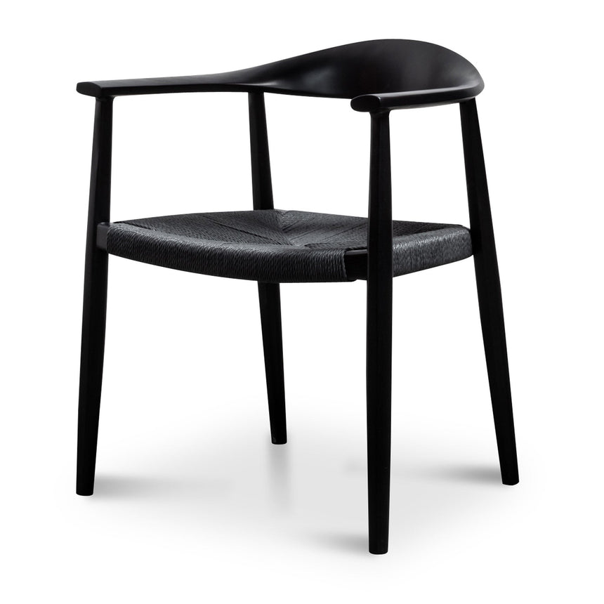 Round Dining Armchair - Full Black (Set of 2) - View 2