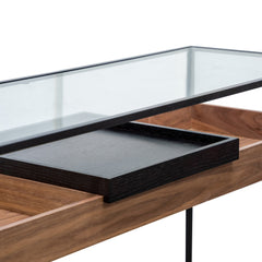 CDT2823-IG Metal Frame Console - Walnut - Black Tray