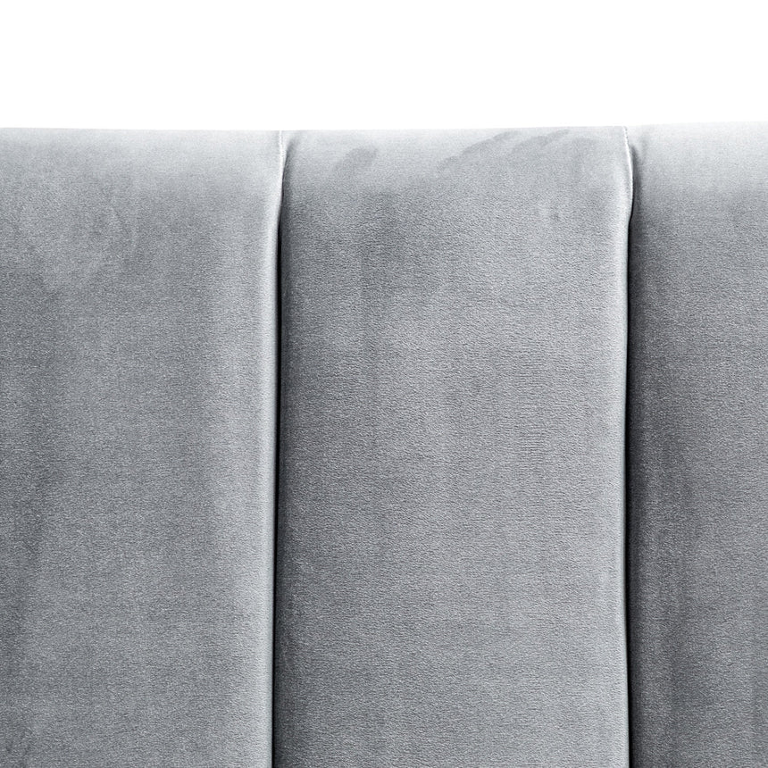 Queen Bed Frame - Wide Base in Charcoal Velvet - View 10