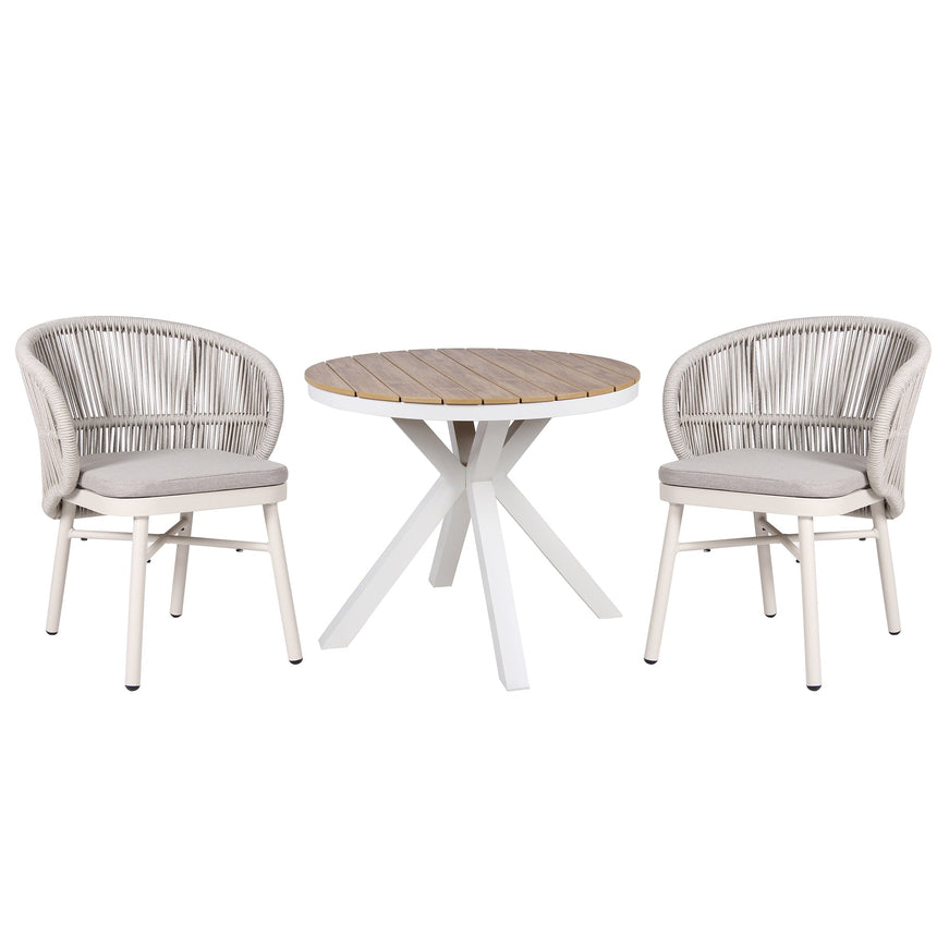 90cm Round Sand White Outdoor Dining Table - Natural - View 4