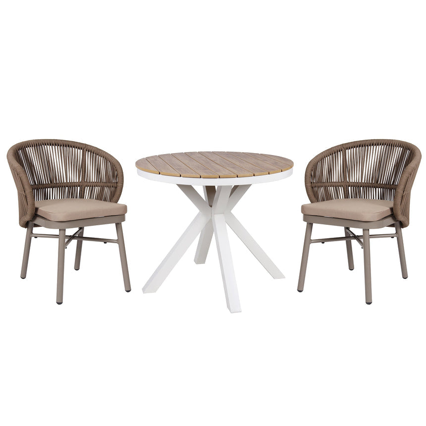 90cm Round Sand White Outdoor Dining Table - Natural - View 2