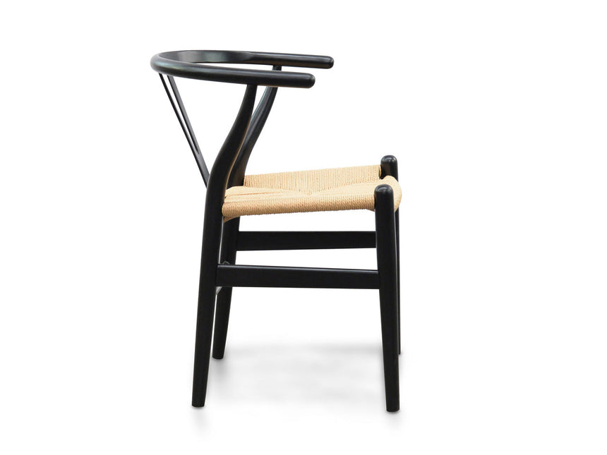 Dining Chair | Black - Natural Seat (Set of 2) | Myka Home - View 4