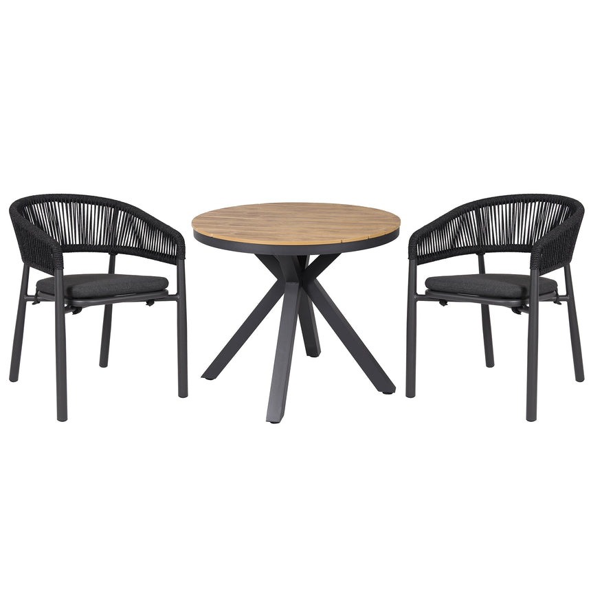 90cm Round Charcoal Outdoor Dining Table - Natural - View 2
