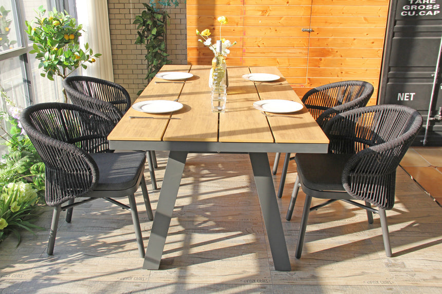 1.8m Charcoal Outdoor Dining Table - Natural - View 3