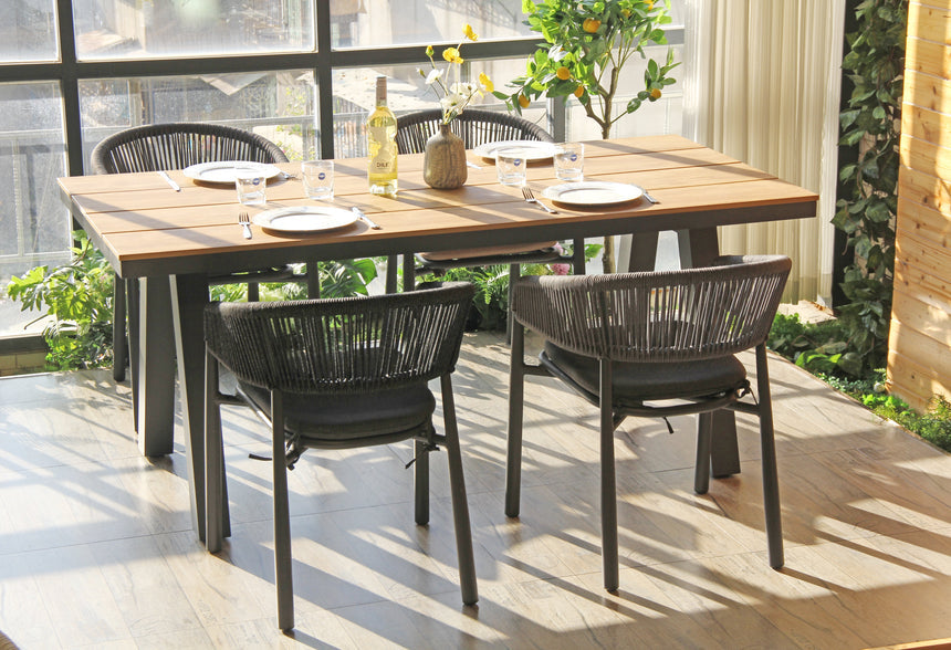 1.8m Charcoal Outdoor Dining Table - Natural - View 2