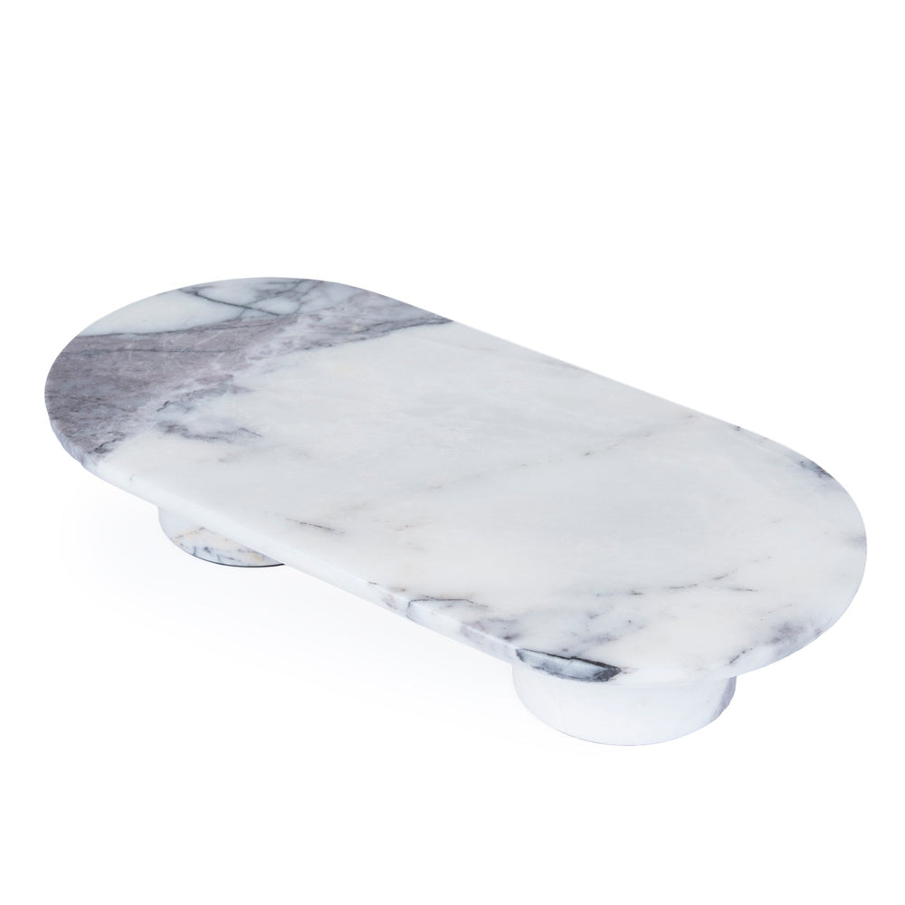 Natural Marble Tray | White | Myka Home - View 3