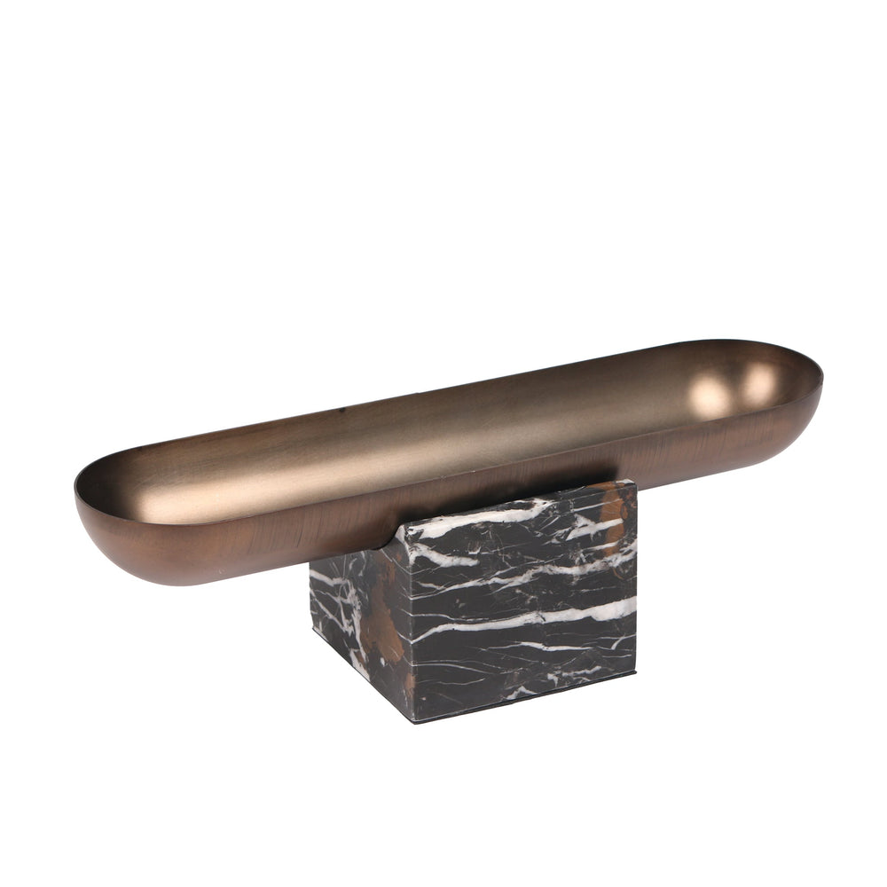 Marble Base Steel Tray | Brown | Myka Home - View 3